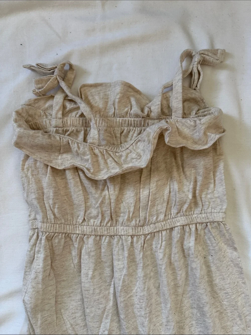 GAP Beige Tie-Shoulder Cotton Romper 3T